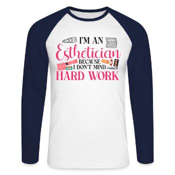 Cute Licensed Esthetician Skincare - Unisex Baseballshirt langarm - Weiß/Navy - Vorne - Nik (191cm)