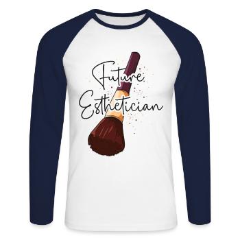 Cute Licensed Esthetician Skincare - Unisex Baseballshirt langarm - Weiß/Navy - Vorne - Nik (191cm)