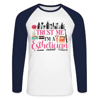 Cute Licensed Esthetician Skincare - Unisex Baseballshirt langarm - Weiß/Navy - Vorne - Nik (191cm)
