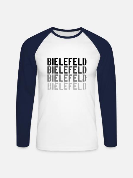 Bielefeld - Unisex Baseballshirt langarm - Weiß/Navy