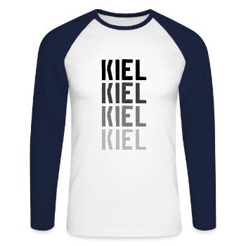 Quille - T-shirt baseball manches longues Homme - blanc/marine - Devant - Nik (191cm)