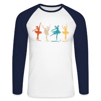 Ballet Dancer Dance Girl Ballerina - Unisex Baseballshirt langarm - Weiß/Navy - Vorne - Nik (191cm)