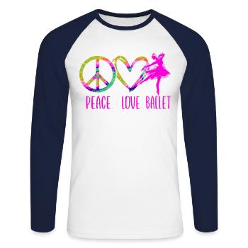 Ballet Danseuse Danse Ballerine - T-shirt baseball manches longues Homme - blanc/marine - Devant - Nik (191cm)