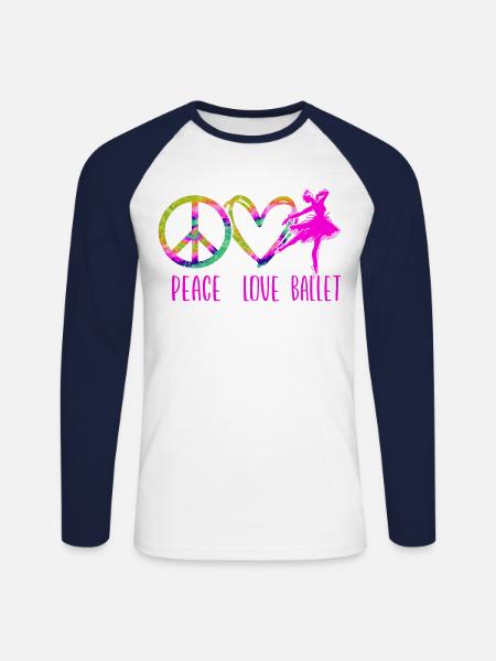 Ballet Danseuse Danse Ballerine - T-shirt baseball manches longues Homme - blanc/marine