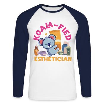 Cute Licensed Esthetician Skincare - Unisex Baseballshirt langarm - Weiß/Navy - Vorne - Nik (191cm)