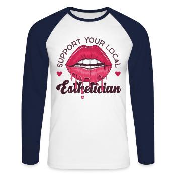 Cute Licensed Esthetician Skincare - Unisex Baseballshirt langarm - Weiß/Navy - Vorne - Nik (191cm)