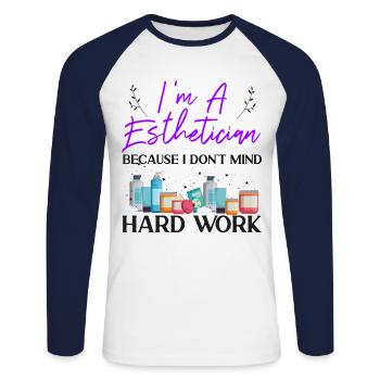 Cute Licensed Esthetician Skincare - Unisex Baseballshirt langarm - Weiß/Navy - Vorne - Nik (191cm)