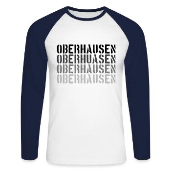 Oberhausen - Unisex Baseballshirt langarm - Weiß/Navy - Vorne - Nik (191cm)