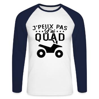 Je Peux Pas J'ai Quad Humour Cadeau Drôle - T-shirt baseball manches longues Homme - blanc/marine - Devant - Nik (191cm)