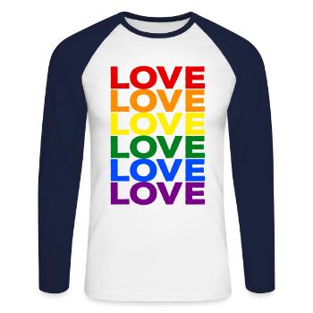 Fierté LGBT Gay Love Arc-en-ciel LGBTQ CSD Cadeau - T-shirt baseball manches longues Homme - blanc/marine - Devant - Nik (191cm)
