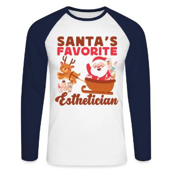 Cute Licensed Esthetician Skincare - Unisex Baseballshirt langarm - Weiß/Navy - Vorne - Nik (191cm)