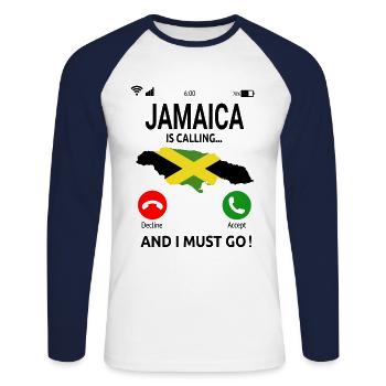 La Jamaïque appelle Caribbean Vacations - T-shirt baseball manches longues Homme - blanc/marine - Devant - Nik (191cm)