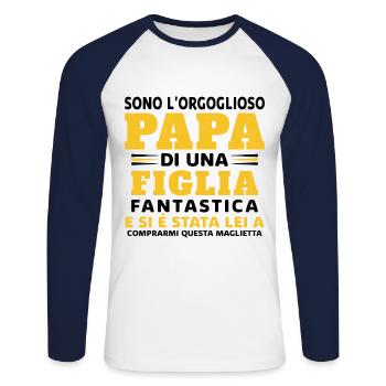 Je suis le fier père d'une fille extraordinaire - T-shirt baseball manches longues Homme - blanc/marine - Devant - Nik (191cm)