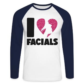 Cute Esthetician Skincare - Unisex Baseballshirt langarm - Weiß/Navy - Vorne - Nik (191cm)