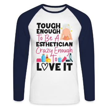 Cute Licensed Esthetician Skincare - Unisex Baseballshirt langarm - Weiß/Navy - Vorne - Nik (191cm)
