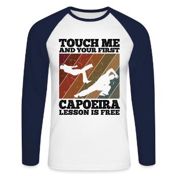 Capoeira - Unisex Baseballshirt langarm - Weiß/Navy - Vorne - Nik (191cm)