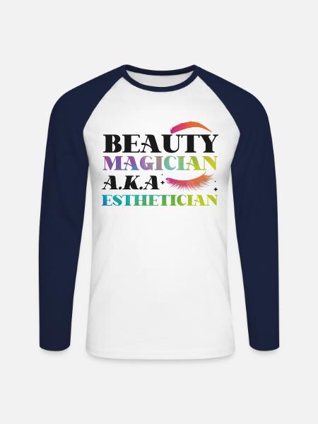 Cute Licensed Esthetician Skincare - Unisex Baseballshirt langarm - Weiß/Navy