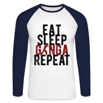 Capoeira - Unisex Baseballshirt langarm - Weiß/Navy - Vorne - Nik (191cm)