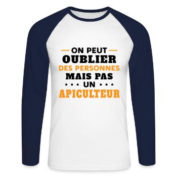 On peut pas oublier un Apiculteur humour Abeille - T-shirt baseball manches longues Homme - blanc/marine - Devant - Nik (191cm)