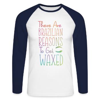 Cute Esthetician Skincare - Unisex Baseballshirt langarm - Weiß/Navy - Vorne - Nik (191cm)