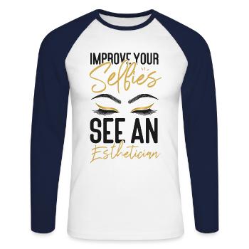 Cute Licensed Esthetician Skincare - Unisex Baseballshirt langarm - Weiß/Navy - Vorne - Nik (191cm)