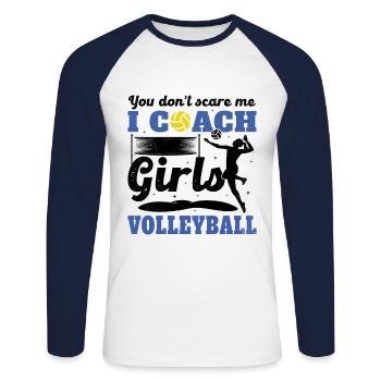 Coach Volleyball Sports Humor Coach Girls - Unisex Long Sleeve Baseball T-Shirt - white/navy - Front - Nik (191cm)
