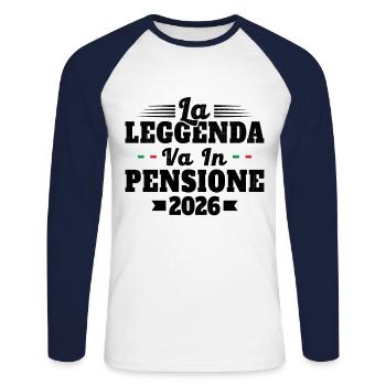Humour Cadeau Retraité - 2026 Retraité En 2026 - T-shirt baseball manches longues Homme - blanc/marine - Devant - Nik (191cm)