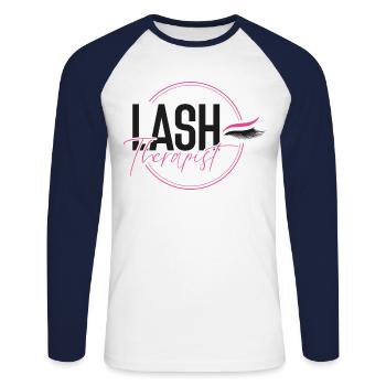 Esthetician Skincare Beautician - Unisex Long Sleeve Baseball T-Shirt - white/navy - Front - Nik (191cm)