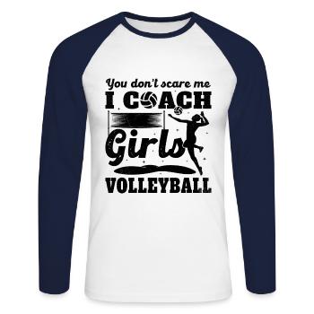 Coach Volleyball Sports Humor Coach Girls - Unisex Long Sleeve Baseball T-Shirt - white/navy - Front - Nik (191cm)