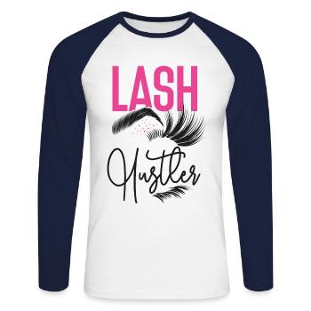 Esthetician Skincare Beautician - Unisex Baseballshirt langarm - Weiß/Navy - Vorne - Nik (191cm)