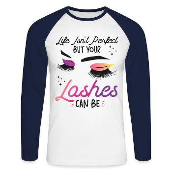 Esthetician Skincare Beautician - Unisex Long Sleeve Baseball T-Shirt - white/navy - Front - Nik (191cm)