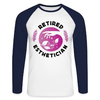 Cute Licensed Esthetician Skincare - Unisex Baseballshirt langarm - Weiß/Navy - Vorne - Nik (191cm)