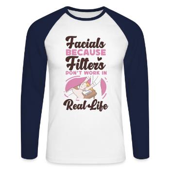 Cute Licensed Esthetician Skincare - Unisex Baseballshirt langarm - Weiß/Navy - Vorne - Nik (191cm)
