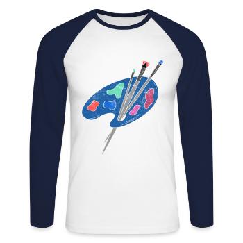 Maler Zeichner für Künstler - Unisex Baseballshirt langarm - Weiß/Navy - Vorne - Nik (191cm)