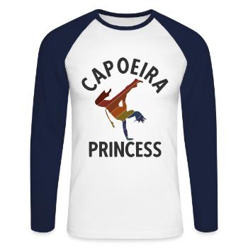 Capoeira - Unisex Baseballshirt langarm - Weiß/Navy - Vorne - Nik (191cm)