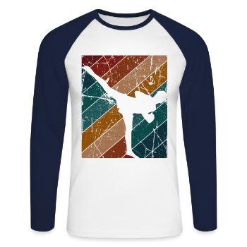 Kickboxing - Unisex Baseballshirt langarm - Weiß/Navy - Vorne - Nik (191cm)