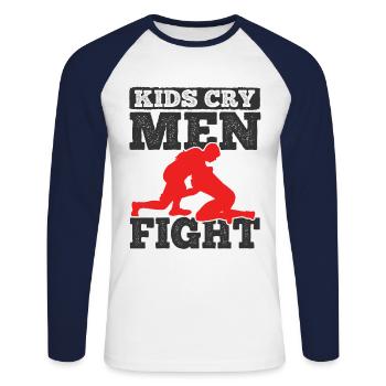 Grappling Martial Arts Wrestling - Unisex Baseballshirt langarm - Weiß/Navy - Vorne - Nik (191cm)