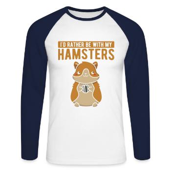 Nagetier Hamster - Unisex Baseballshirt langarm - Weiß/Navy - Vorne - Nik (191cm)