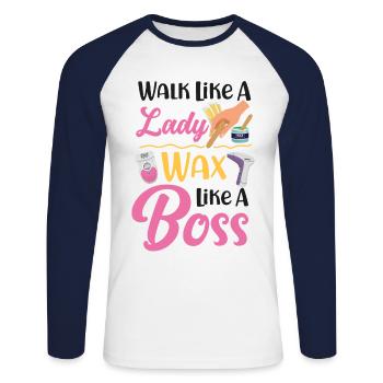 Cute Esthetician Skincare - Unisex Baseballshirt langarm - Weiß/Navy - Vorne - Nik (191cm)