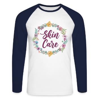 Cute Esthetician Skincare - Unisex Baseballshirt langarm - Weiß/Navy - Vorne - Nik (191cm)