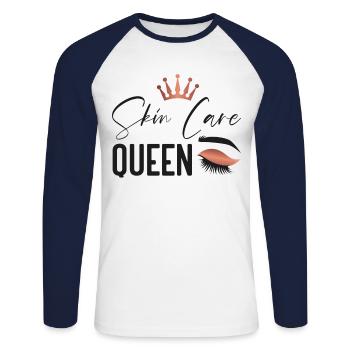 Cute Esthetician Skincare - Unisex Baseballshirt langarm - Weiß/Navy - Vorne - Nik (191cm)