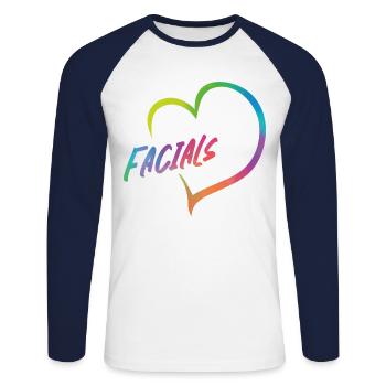 Cute Esthetician Skincare - Unisex Long Sleeve Baseball T-Shirt - white/navy - Front - Nik (191cm)