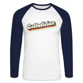 Cute Licensed Esthetician Skincare - Unisex Baseballshirt langarm - Weiß/Navy - Vorne - Nik (191cm)