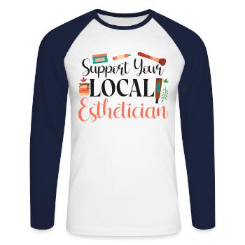 Cute Licensed Esthetician Skincare - Unisex Baseballshirt langarm - Weiß/Navy - Vorne - Nik (191cm)