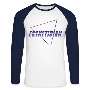 Cute Licensed Esthetician Skincare - Unisex Baseballshirt langarm - Weiß/Navy - Vorne - Nik (191cm)