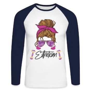 Cute Licensed Esthetician Skincare - Unisex Baseballshirt langarm - Weiß/Navy - Vorne - Nik (191cm)