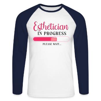 Cute Licensed Esthetician Skincare - Unisex Baseballshirt langarm - Weiß/Navy - Vorne - Nik (191cm)