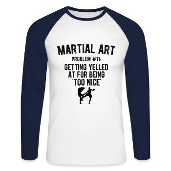 Mixed Martial Arts MMA - Unisex Baseballshirt langarm - Weiß/Navy - Vorne - Nik (191cm)