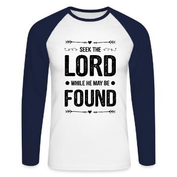 gott bibel spruch - Unisex Baseballshirt langarm - Weiß/Navy - Vorne - Nik (191cm)