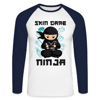 Cute Esthetician Skincare - Unisex Long Sleeve Baseball T-Shirt - white/navy - Front - Nik (191cm)